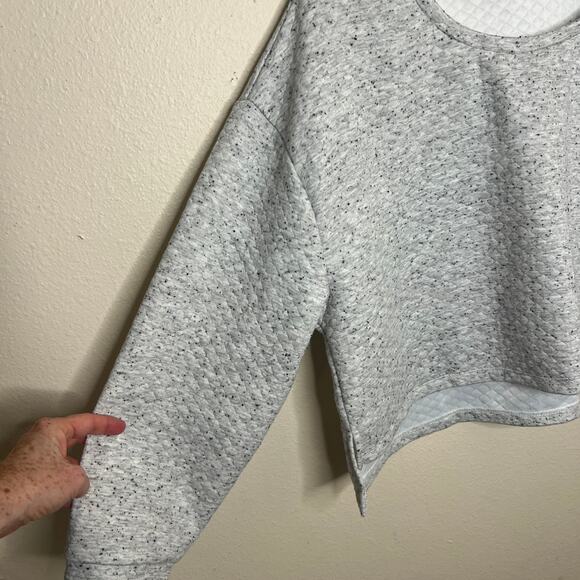 Livi for Lane Bryant Cropped Quilted Light Gray Speckled Pullover 18/20 - Picture 3 of 8